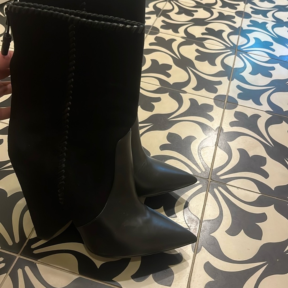 Saint Laurent wedge boots suede and leather